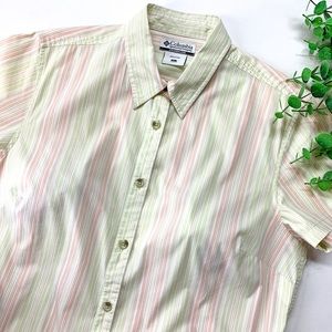 Columbia Button Down Striped Short Sleeve Shirt